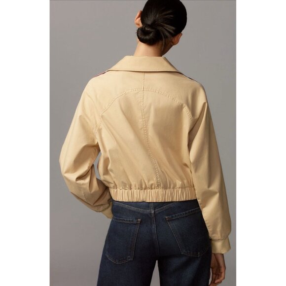 NWT Size L - Anthropologie Cotton Trench Jacket Preppy in Khaki (NWT US $168) - Picture 5 of 16